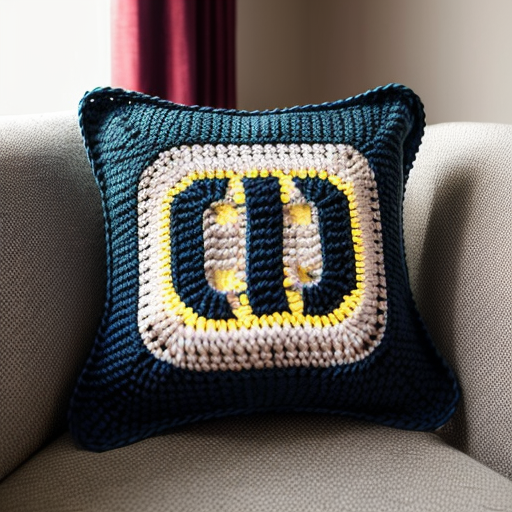 “Turn this image into a hyper-realistic tapestry crochet pillow front panel. Keep the exact Stranger Things layout: three rows of bold black painted alphabet letters with Christmas lights above each row. Recreate the entire design using tight crochet stitches, visible yarn loops, pixel-like stitch blocks, and clean square edges. Make the colors of the lights match the original — red, blue, yellow, white, and green — but rendered as crocheted yarn. Add realistic fiber texture, slight stitch shadowing, and the look of a hand-made crochet square ready to be assembled into a pillow.”