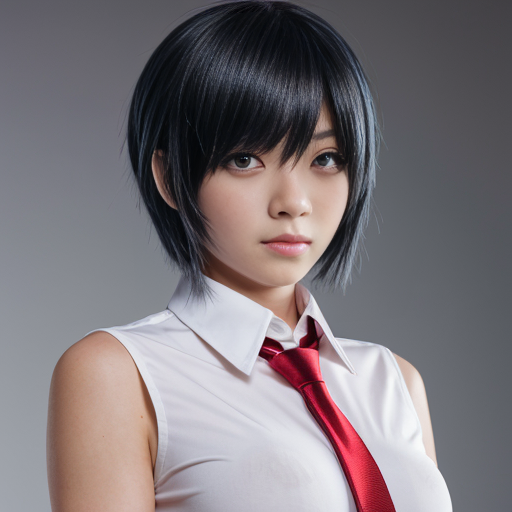 Haruka Sakura from Wind Breaker anime, male character, upper body portrait, serious and silent expression, battle-ready stance with slightly turned shoulders, hair short, straight with slight waves at ends, left side hair white, right side hair black, hair slightly messy and flowing with motion, heterochromia eyes: left eye gold, right eye dark blue, sharp and focused gaze, natural anime skin tone, wearing standard Furin High School uniform with small tears and battle damage details, white shirt slightly rumpled, navy blazer with emblem, red necktie, hands clenched and ready for combat, anime-style gloves on hands, dynamic pose suggesting imminent action, subtle motion lines for movement, simple light-colored background, clean and sharp anime line art, vibrant and saturated anime colors, realistic shadows and highlights on hair and clothing, determined and calm demeanor, slight wind effect making hair and tie move, upper body emphasis showing shoulders and chest area clearly, faithful to original character design, intense and focused aura.