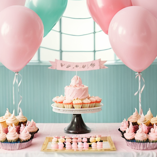 Spring-themed dessert table celebrating the new semester, cherry blossom decorations, pastel pink and white colors, cute cakes, macarons, cupcakes, sakura petals scattered, soft ambient sunlight, cozy and charming, artistic illustration, whimsical and detailed, crayon and pastel texture style