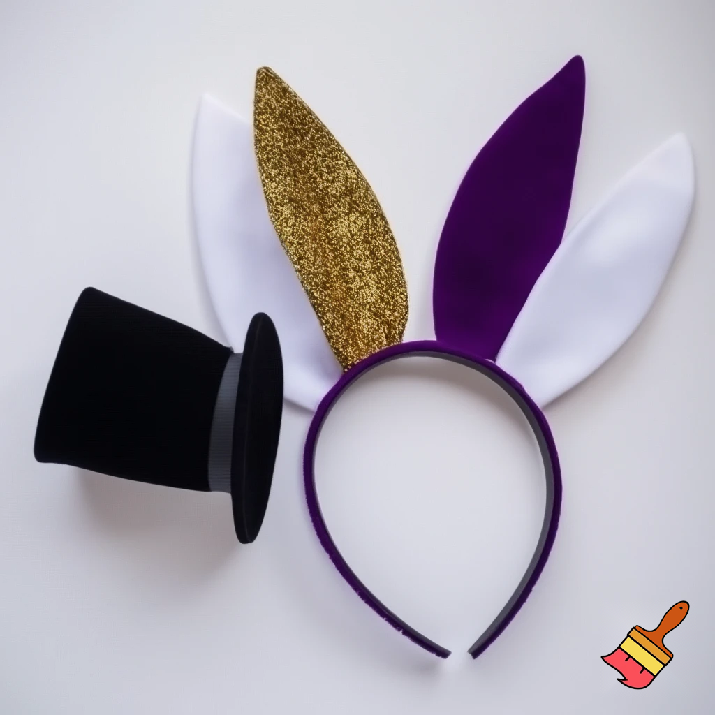 Easter bunny top hat headband, purple white with gold glitter fabric and velvet velvet gold special gold and delicate velvet and delicate and black purple top hat headband precious glitter, purple and white