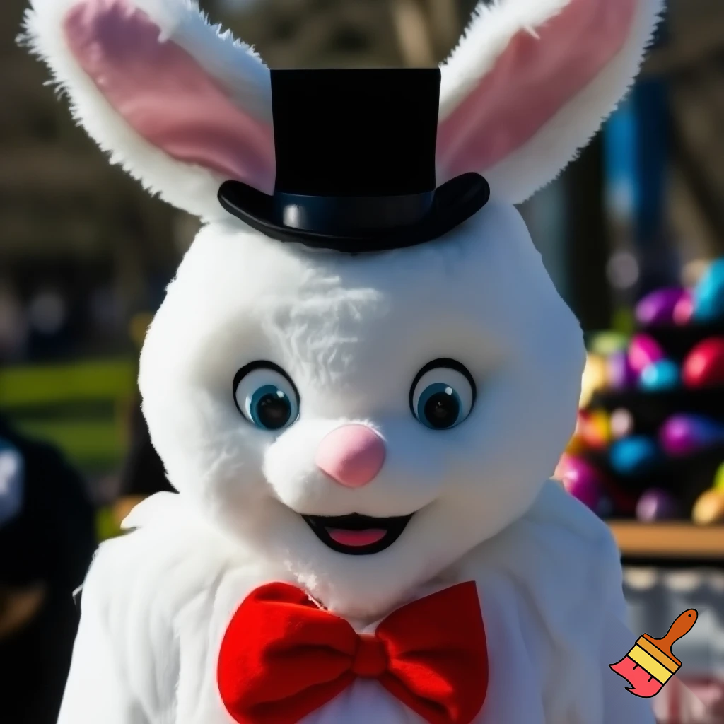 Easter bunny mascot costume top hat mascot costume