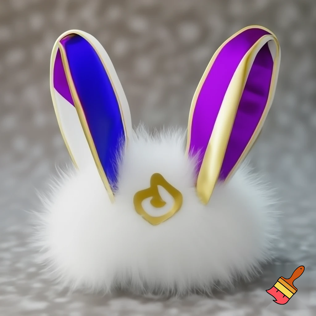  Easter bunny top head headband, purple and white and gold Cuphead headband