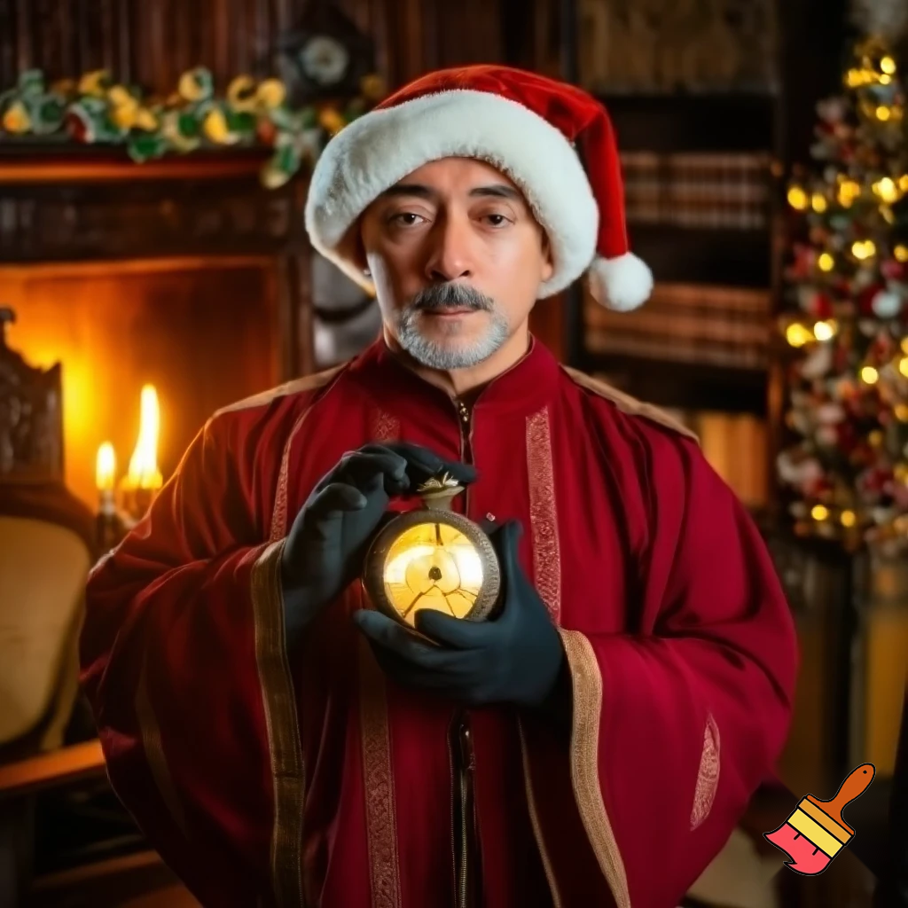 Magician wizard Christmas a Christmas hat