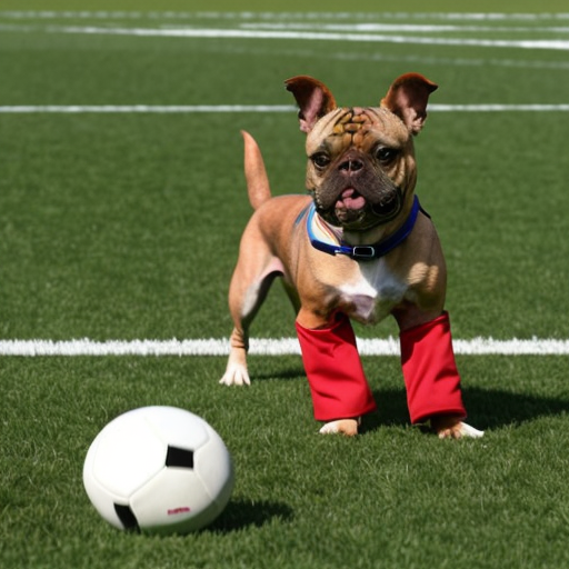 a dog playing brittish football
