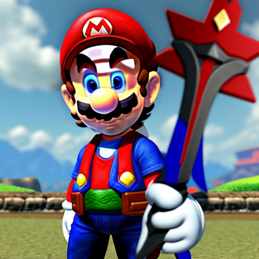 Mario with the master sword  from the legend of zelda