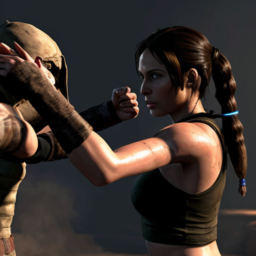 Lara croft fighting a mummy 
