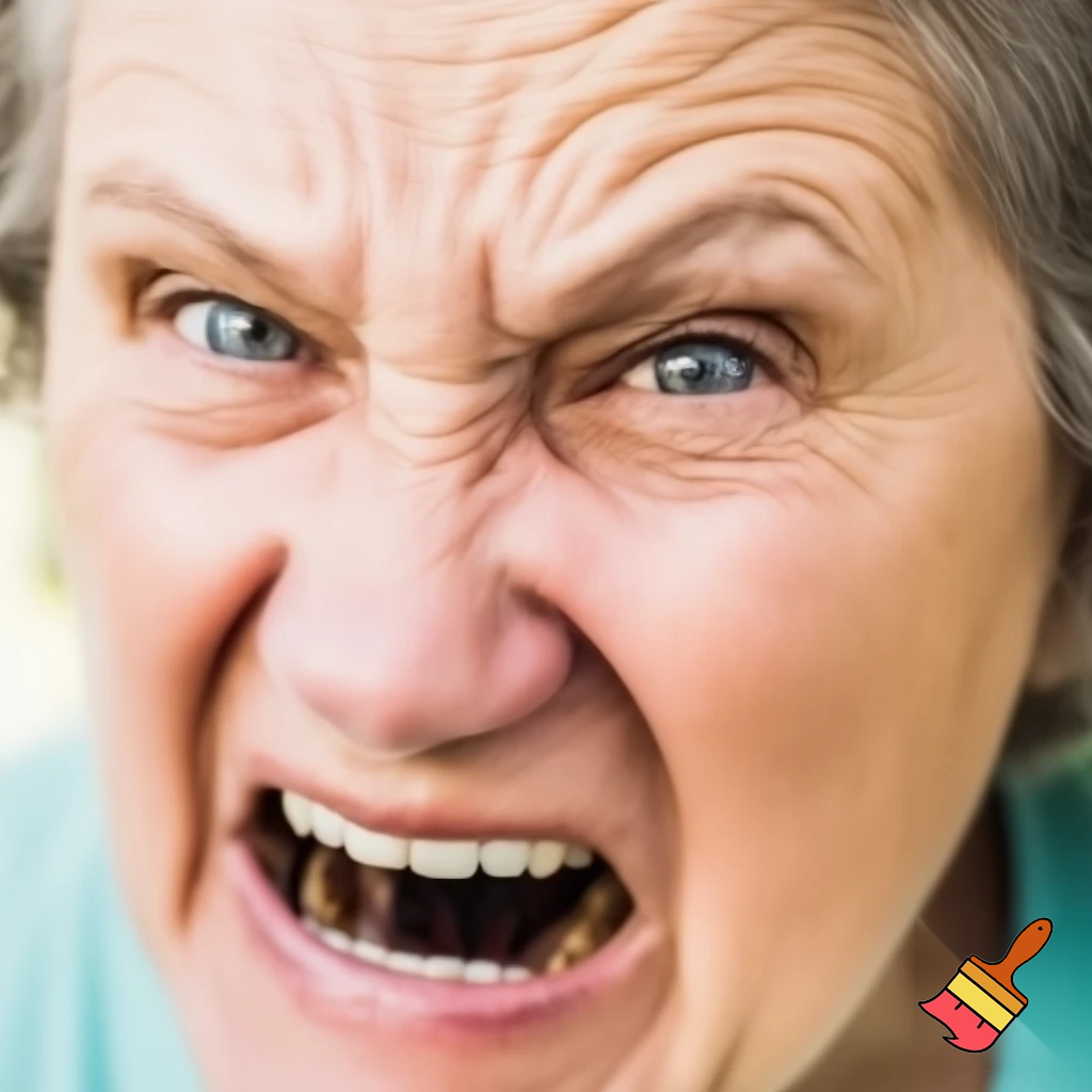 Old Woman screams in agony because she's being incinarated. 
