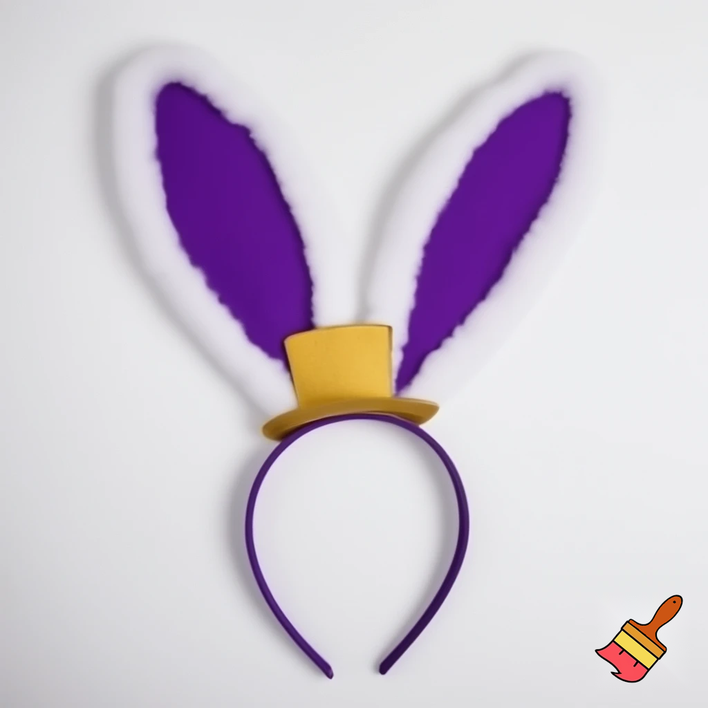 Easter bunny top hat headband, purple, purple and white with gold top hat