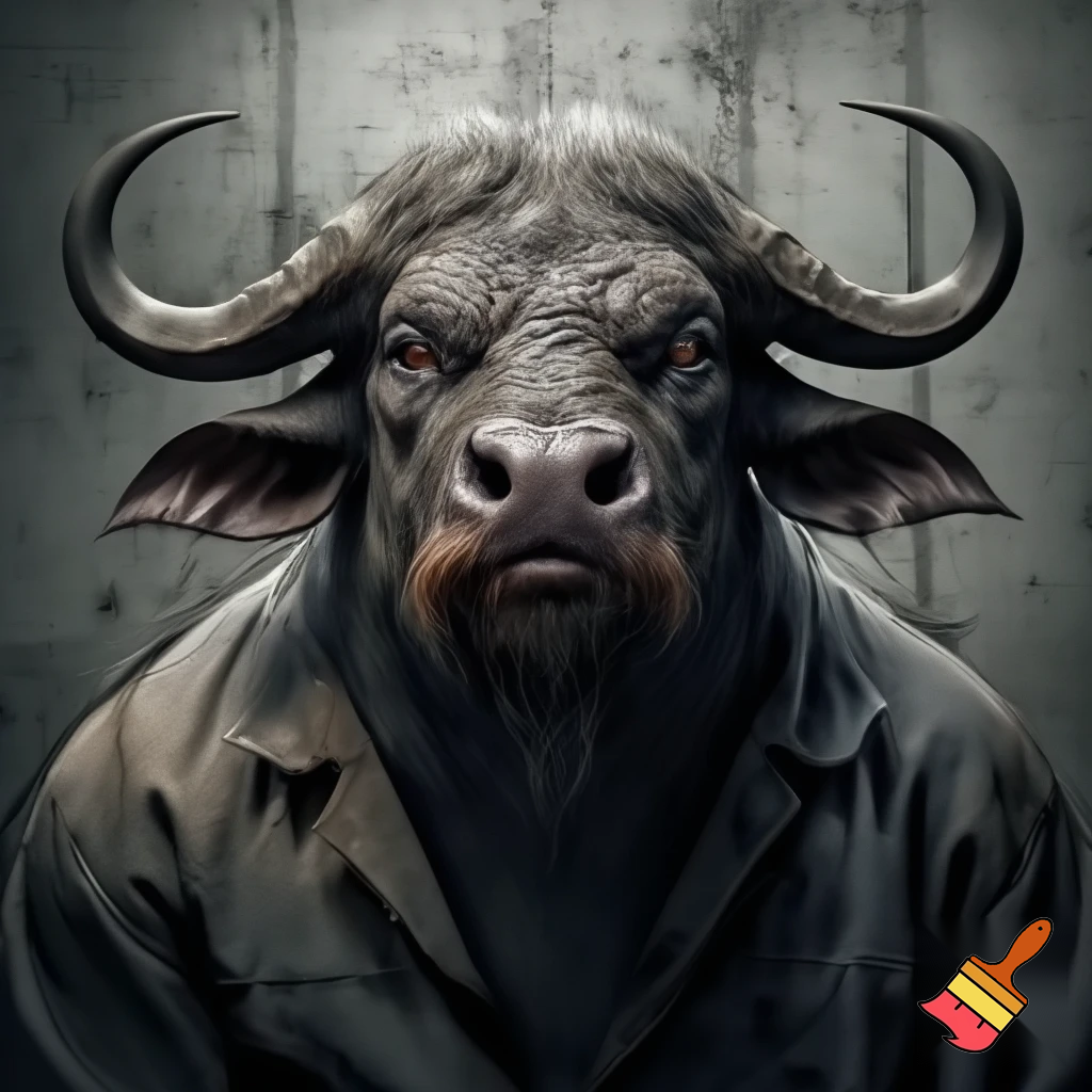 Water buffalo:
feral
sinister
evil
deadly
mugshot
prison outfit