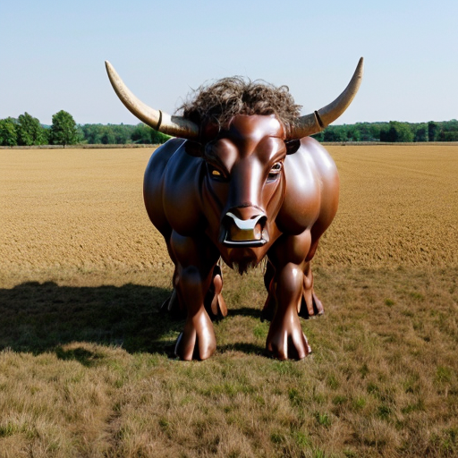 Crazy minotaur that is runind in a flat field made out of rocks
