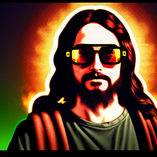 picture of Jesus with pixel glasses like in an mlg edit