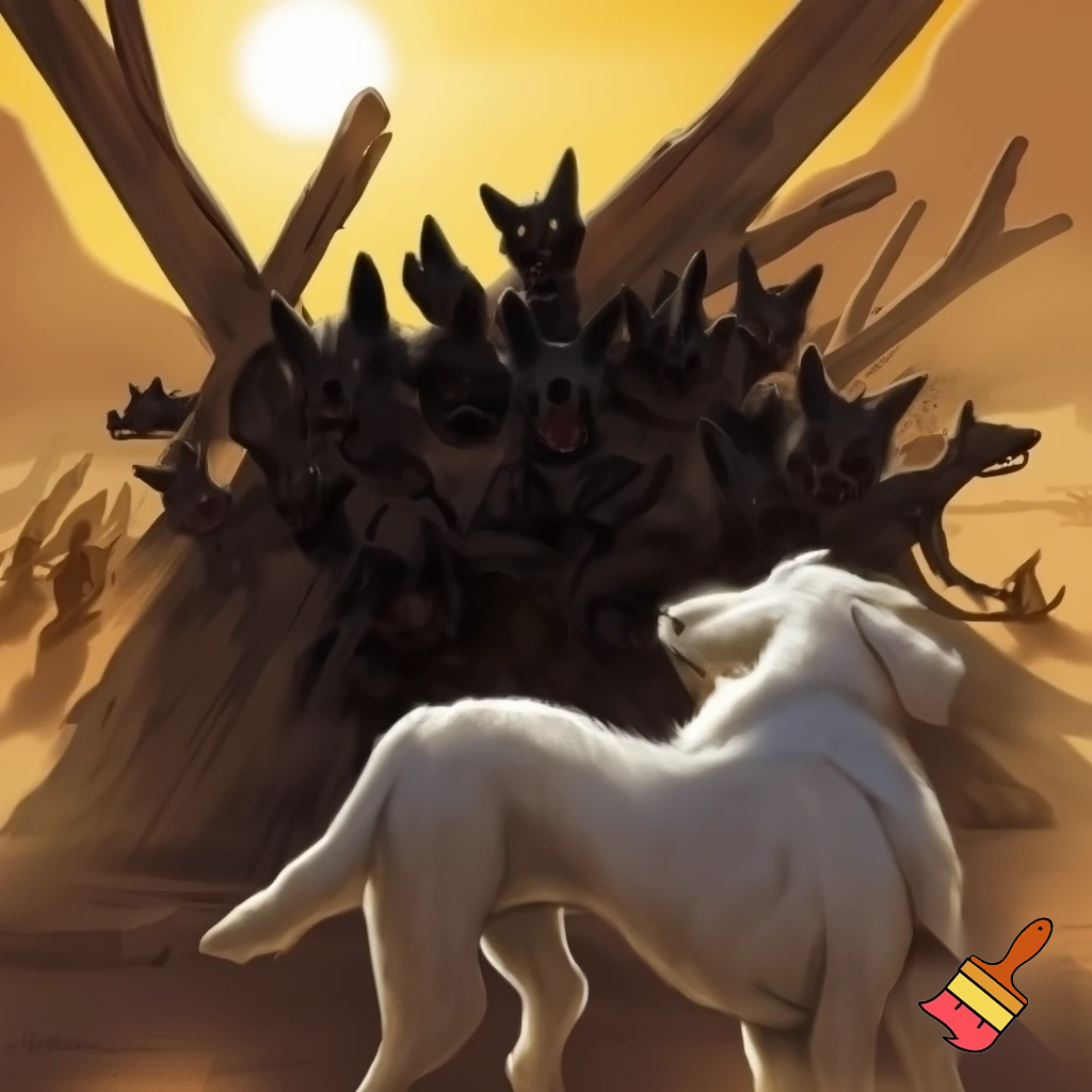 A white dog have to save his girlfriend’s youngest brothers and sisters from pack of evil Coyotes who trap any young animals they see and put the young animals in desert compound