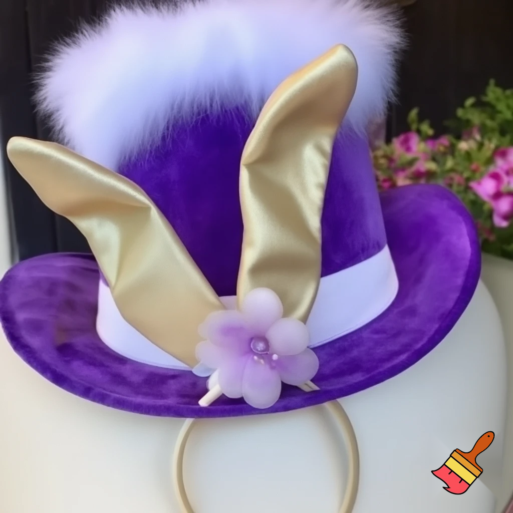 Easter top hat headband Easter bunny headband, purple and white with gold Easter top hat headband and fabric velvet and fabric velvet top head headband top hat headband