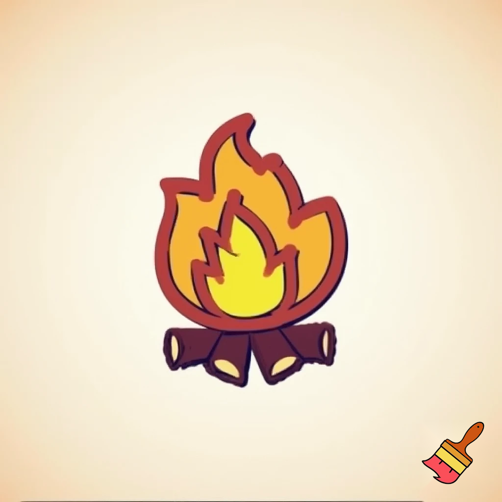 single icon of fire camp in cartoon style