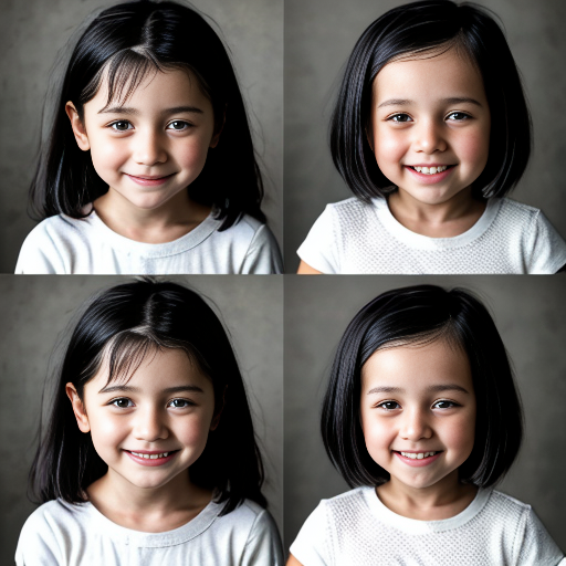 generate a family photo of  6 kids. generate 1 set of triplet boys that are two years old with black hair. generate another set of girl triplets that are 16 with black hair and generate all of them togteher in a family photo