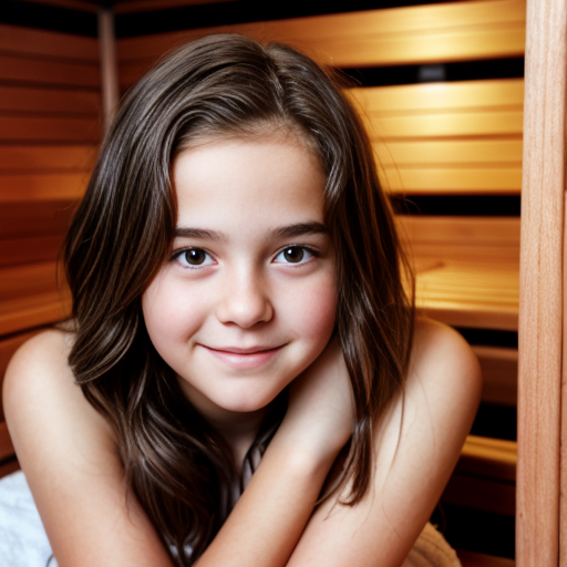 a self portrait of a 14 year old girl with wavy dark brown hair and brown eyes with a diamond face shape teenager ,sauna