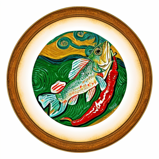 generate an image a fish eating a pepper, van gogh style