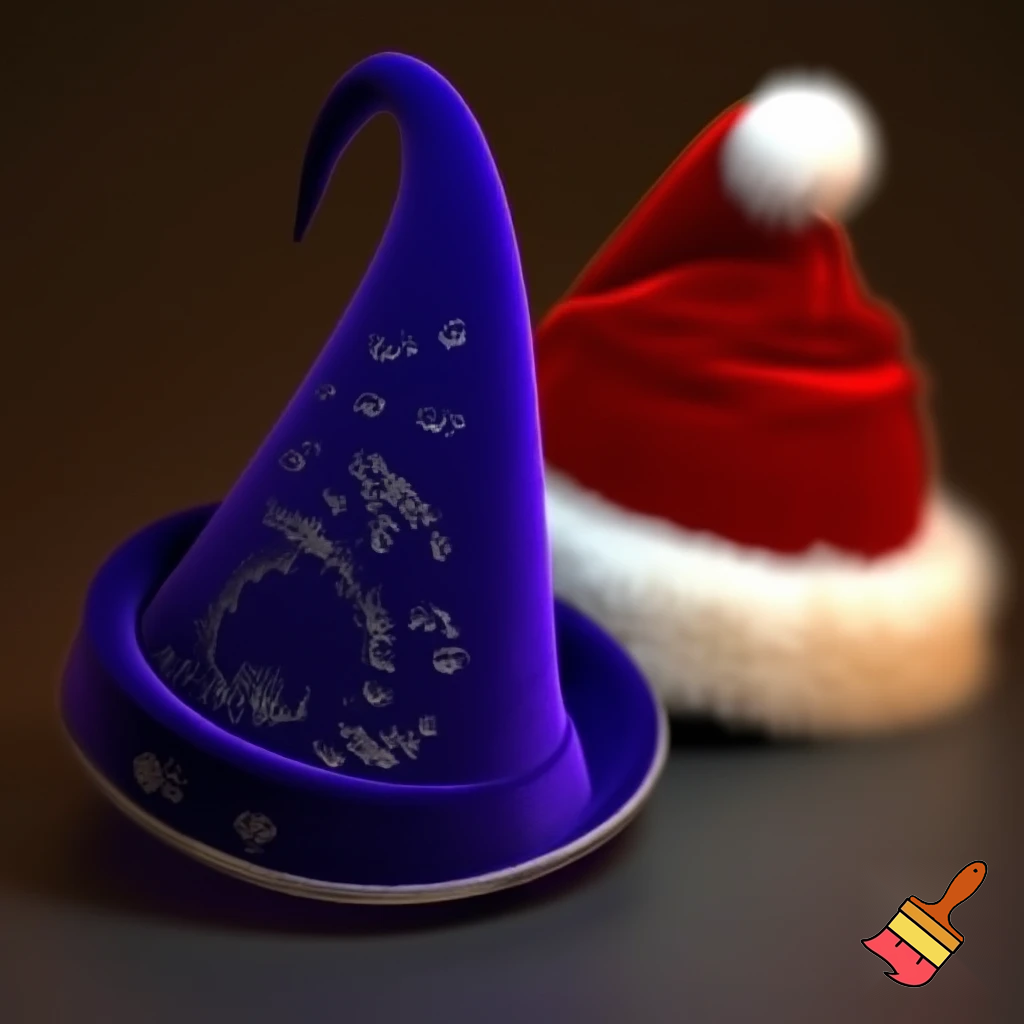 Christmas wizard hat written and velvet Santa Claus hat