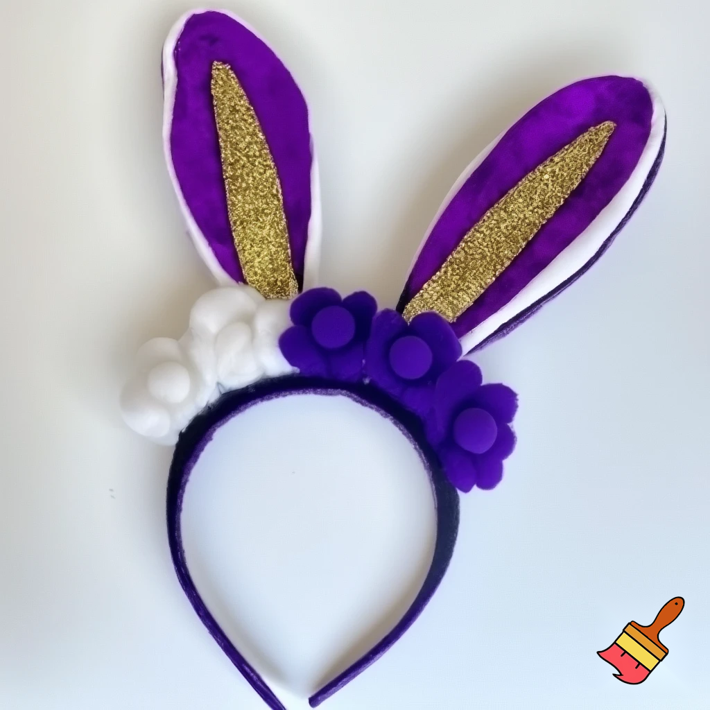 Special top hat headband Easter headband with rabbit, ears, purple and white purple and white with glitter velvet golden purple and white with glitter