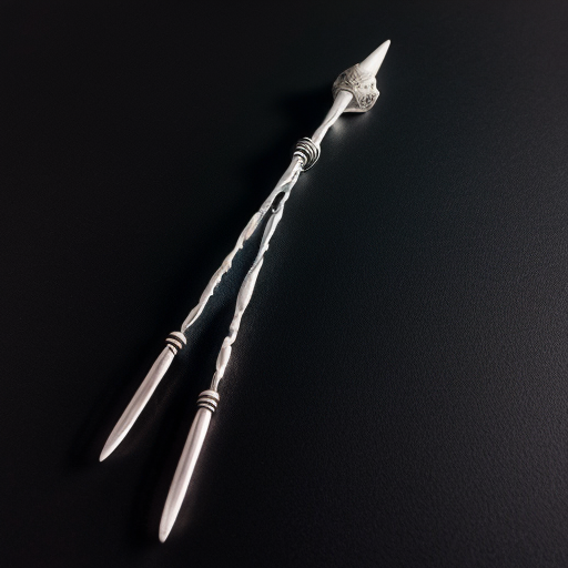 silver and white mystical wand on a solid black background