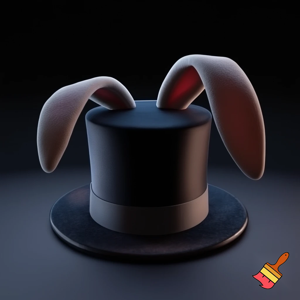 Black top hat with bunny ears velvet