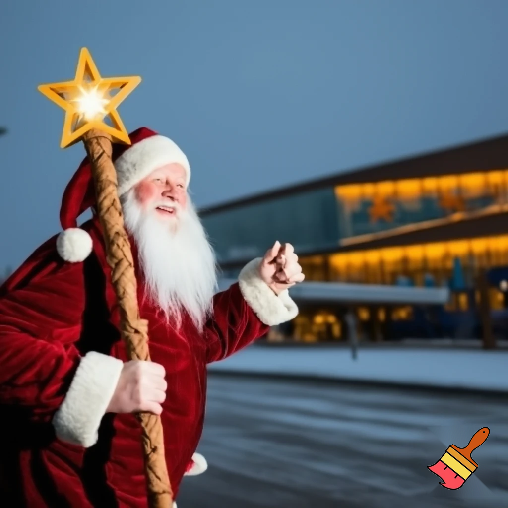  Santa Claus, Russia walking stick with a star shopping centre the real Santa Claus