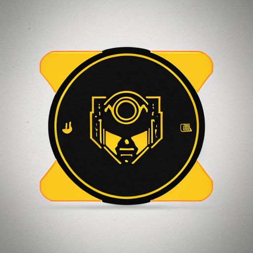 Logo JUPS in yellow color. Cyberpunk style.
