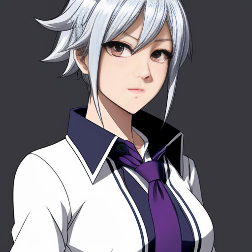 Haruka Sakura from Wind Breaker anime, male character, upper body portrait, serious and silent expression, battle-ready stance with slightly turned shoulders, hair shoulder-length, straight with slight waves at ends, left side hair white, right side hair black, hair slightly messy and flowing with motion, heterochromia eyes: left eye gold, right eye dark blue, sharp and focused gaze, natural anime skin tone, wearing standard Furin High School uniform with small tears and battle damage details, white shirt slightly rumpled, navy blazer with emblem, red necktie, hands clenched and ready for combat, anime-style gloves on hands, dynamic pose suggesting imminent action, subtle motion lines for movement, simple light-colored background, clean and sharp anime line art, vibrant and saturated anime colors, realistic shadows and highlights on hair and clothing, determined and calm demeanor, slight wind effect making hair and tie move, upper body emphasis showing shoulders and chest area clearly, faithful to original character design, intense and focused aura.