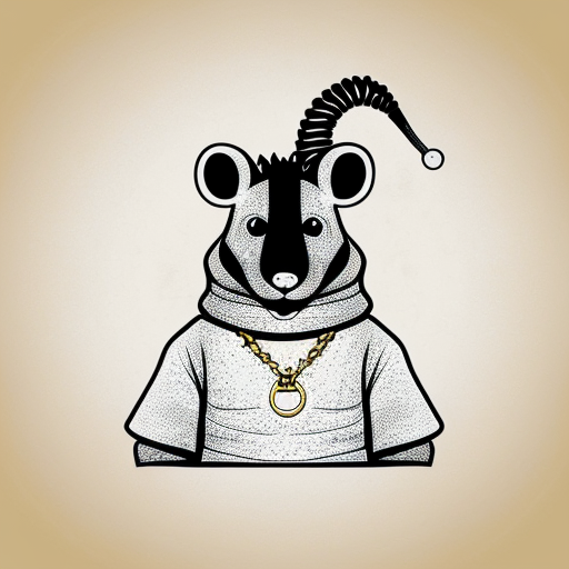  rat, evil, sinister, wearing prison outfit, mugshot style, no human, 
gold chain
