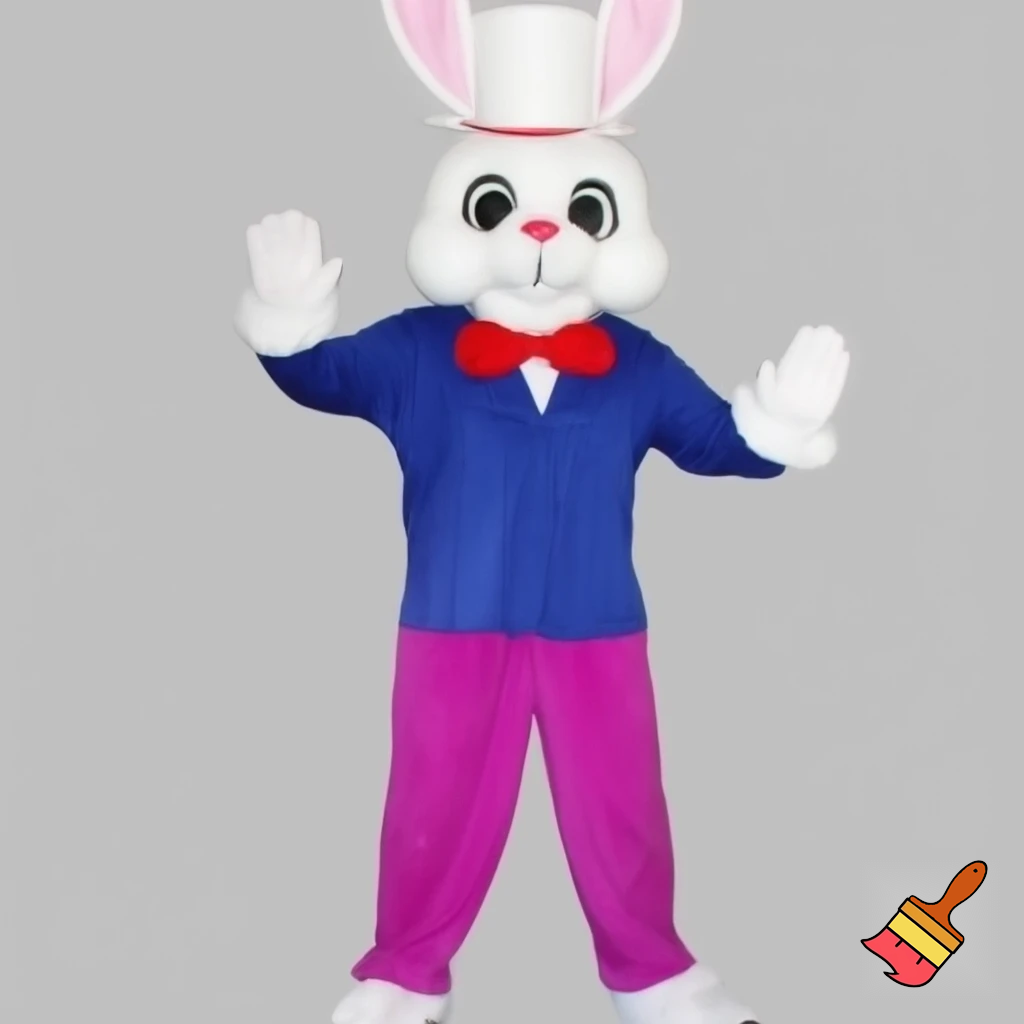 Easter bunny mascot top hat costume