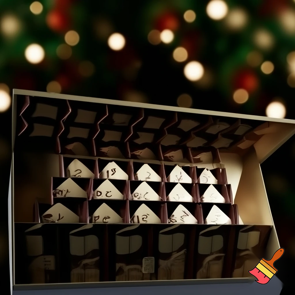 Chocolate advent calendar Numbers in the box a Christmas one hope the lead out how many days till Christmas?