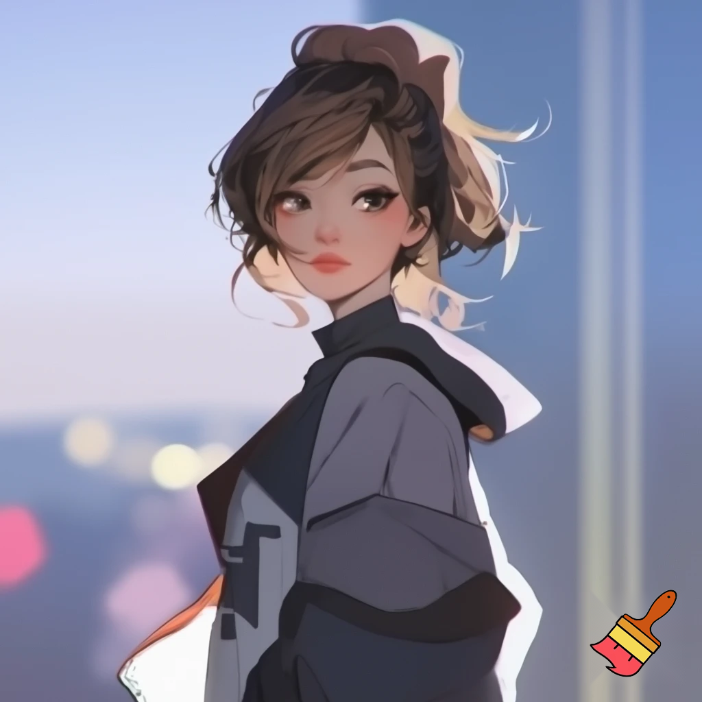 Anime girl so cool and cute with cool clothes