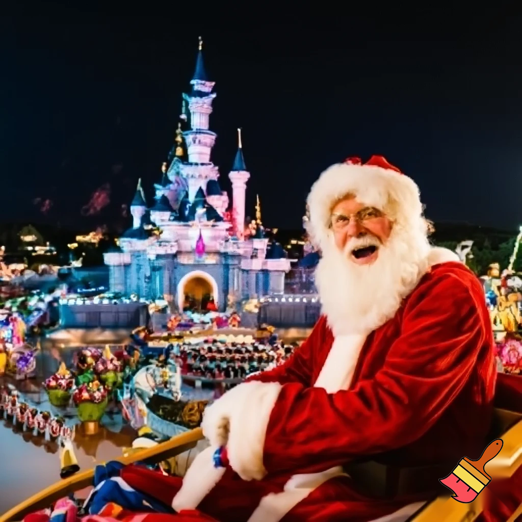Santa Claus, France parade Paris Disneyland Santa sleigh castle Paris Santa Claus a big parade stage