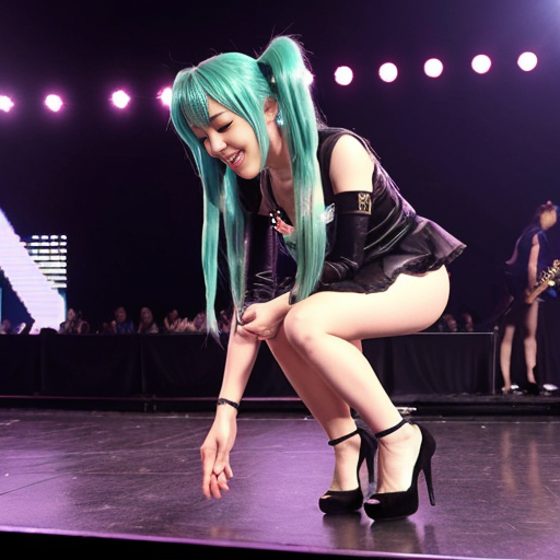 During the performance, Hatsune Miku's right heel got stuck, causing her right high heel to slip off. Due to the excessively high heel, she lost her balance and fell. When she tried to put the shoe back on, she found it was the wrong size; either too big and it would slip off easily, or too small and she couldn't get it on. She even tried hopping on one leg to put it back on, but still couldn't succeed. After several unsuccessful attempts, she had to be helped off the stage by staff.