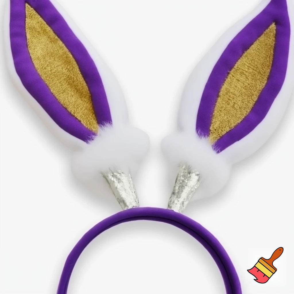  Easter bunny top head headband, purple and white and gold