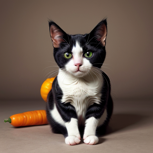 chat avec des pattes en légumes