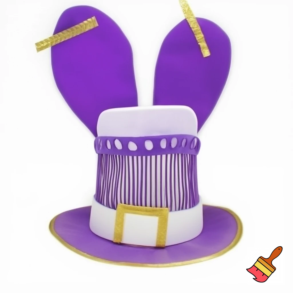 Easter bunny top hat headband, purple, purple and white with gold
