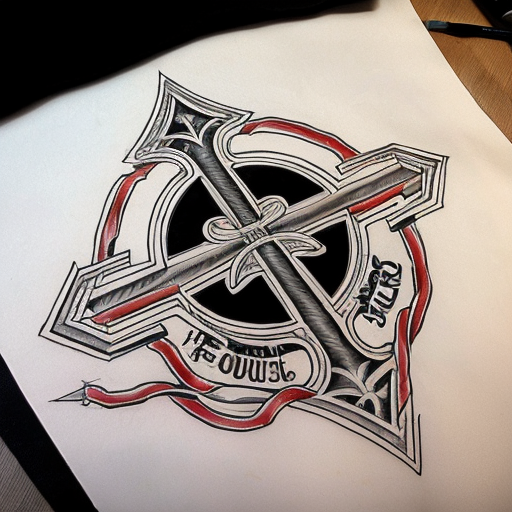 pour un tatouage : je voudrais que soit enchevêtré dans un même dessin, de façon longiligne : une croix occitane un peu stylisée, les lettre BCS dans une écriture fine, le logo du stade toulousaine, tout cela dans les tons gris avec ombrage.