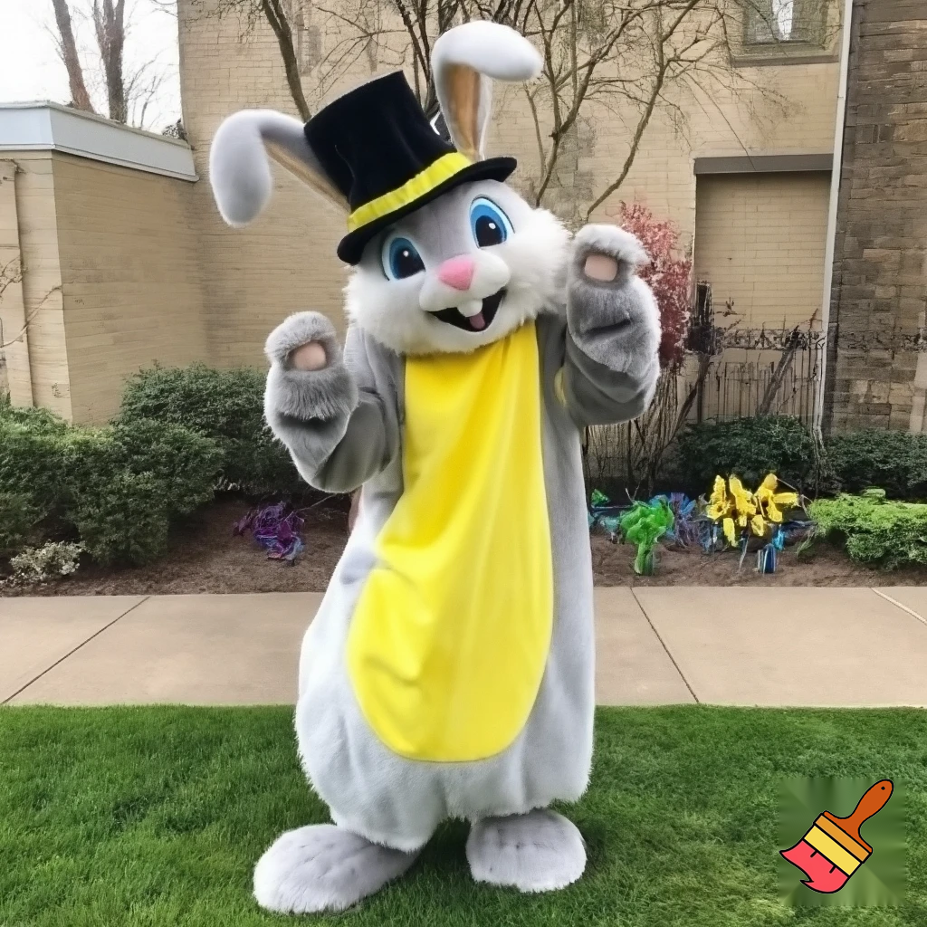 Easter bunny mascot top hat costume