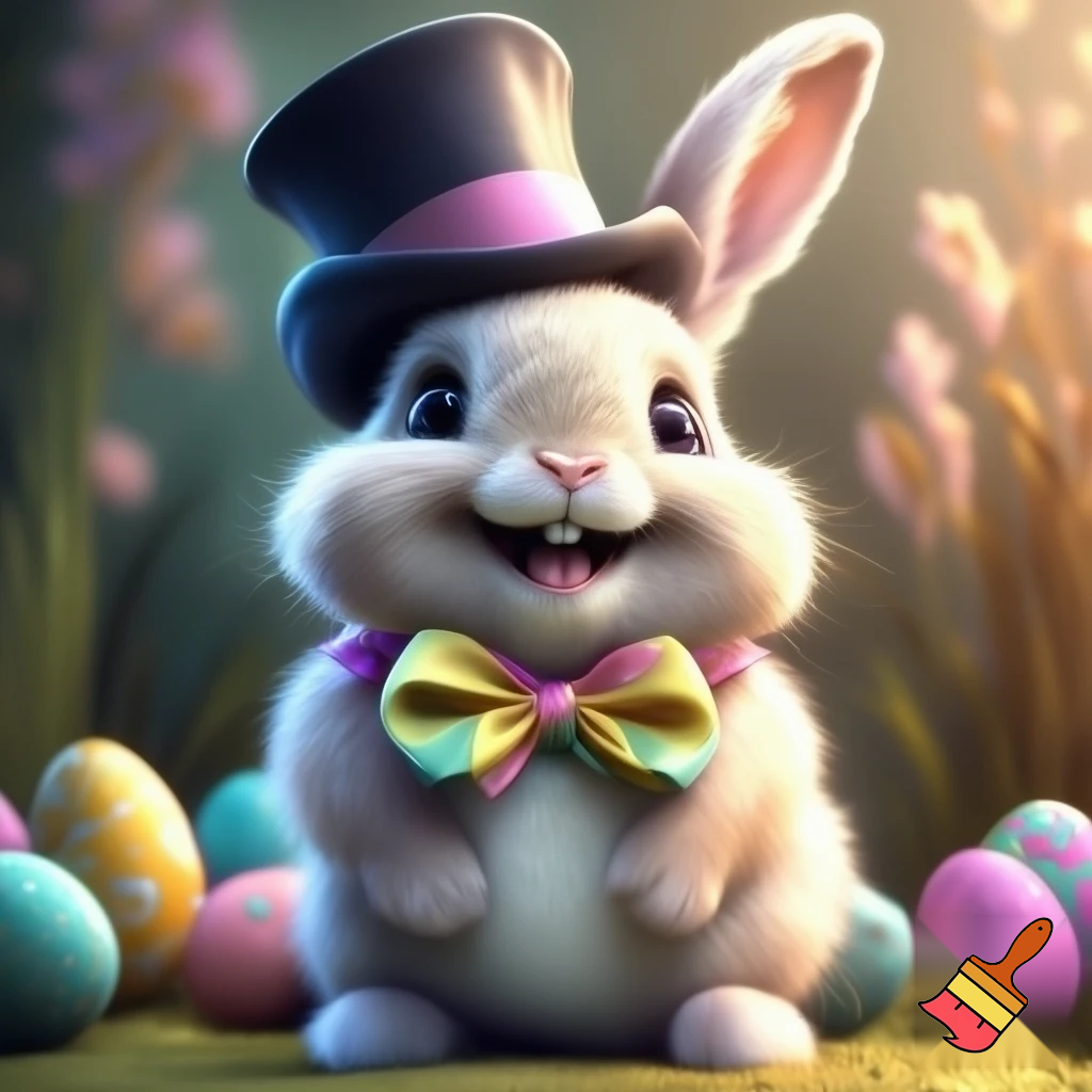 Easter bunny mascot top hat