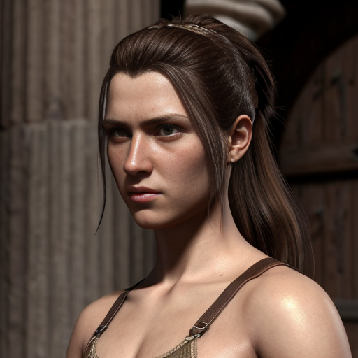 i would like an a ancient greek female fighter in clothes of 1821 of greece and lastly i want her to be a bit humerus