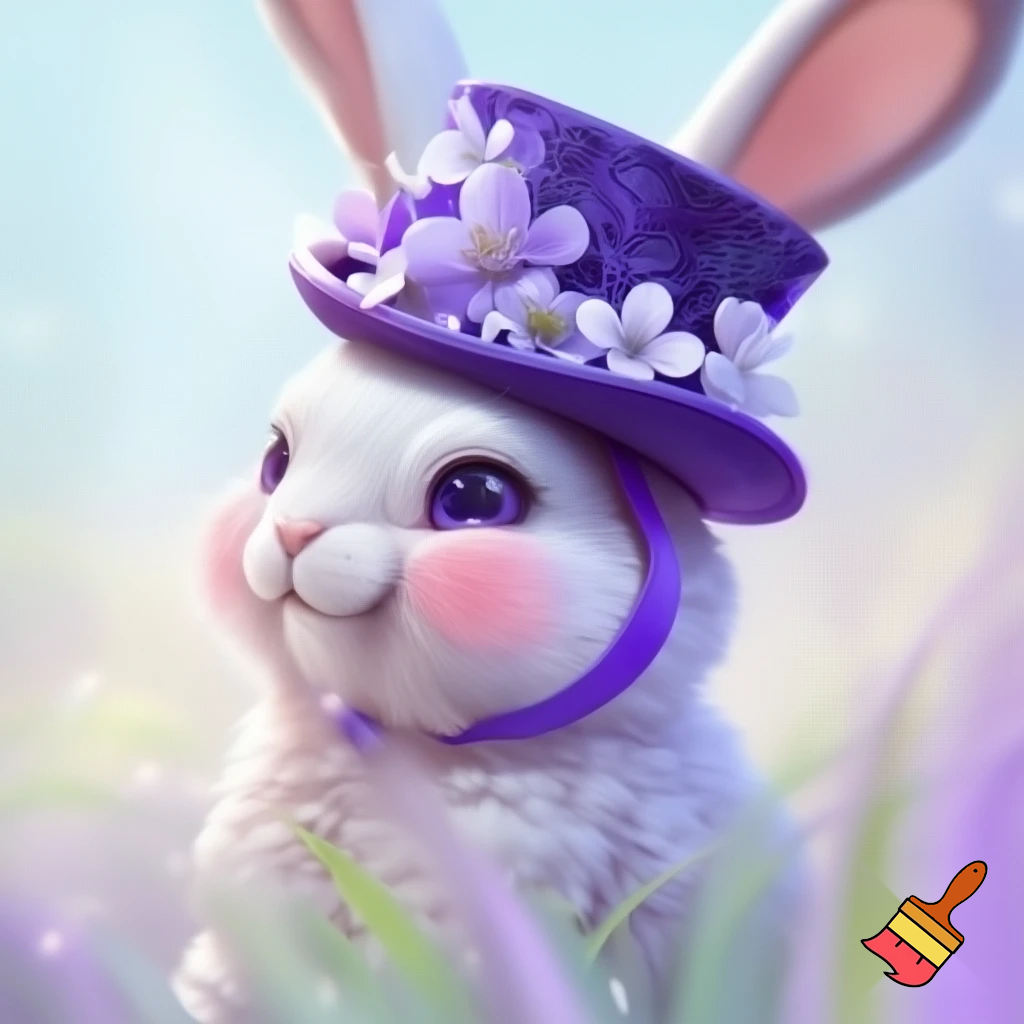 Easter bunny top hat headband, purple and white