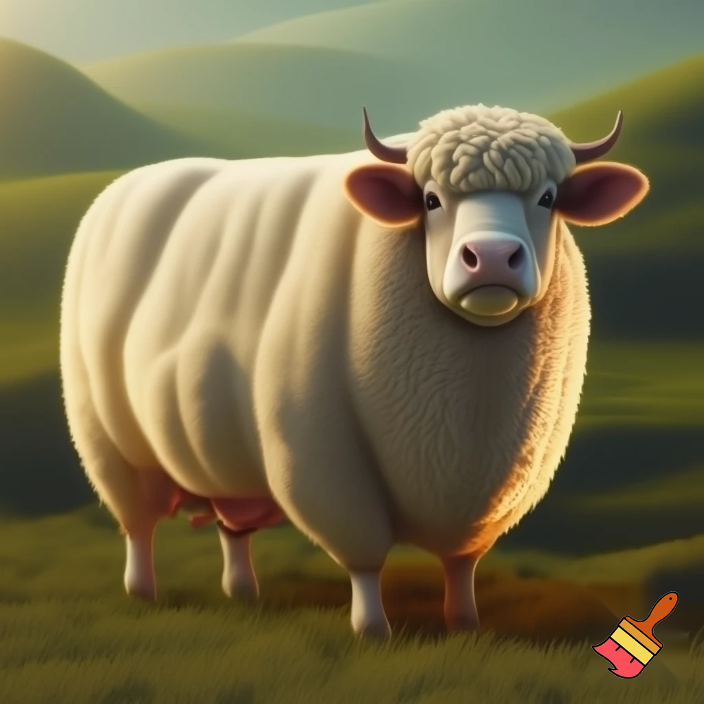 cow with sheep skin 