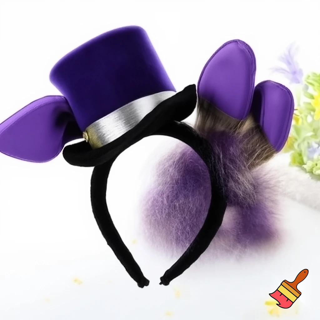 Easter bunny top hat headband, purple and white gold and silver top hat black purple dark purple special hat in delicate