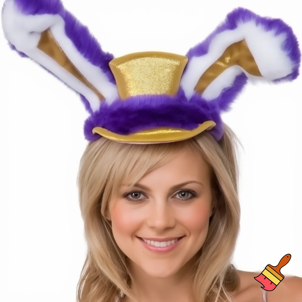 Easter bunny top hat headband, purple, purple and white with gold top hat top hat headband