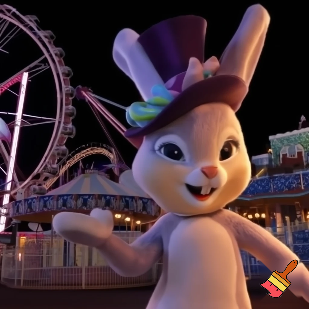 Easter bunny mascot Luna Park top hat Sydney Sydney Luna Park