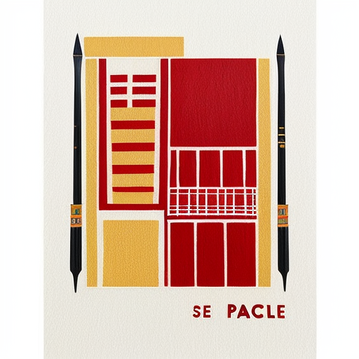 A minimalist painting inspired by Jean-Michel Basquiat, depicting the iconic façade of the Palace Hotel in Barcelona. The scene suggests a romantic wedding atmosphere with a couple symbolized through abstract figures and simple lines. Use expressive brushstrokes, raw textures, and a limited color palette (black, white, red, and gold). Incorporate subtle crown motifs and handwritten-style elements. The composition should feel elegant yet spontaneous, simple but striking.