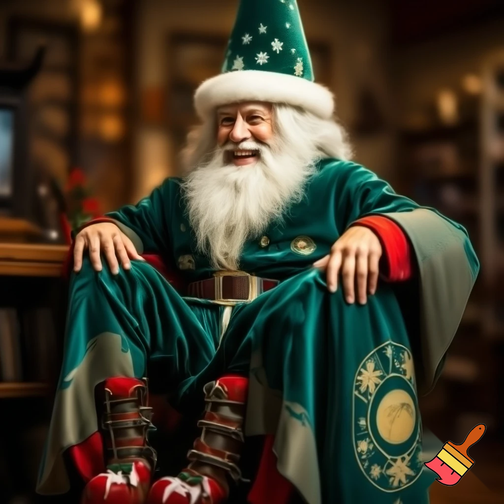 A wizard jacket Christmas jacket Santa Claus wizard Christmas shoes Christmas wizard hat a large one
