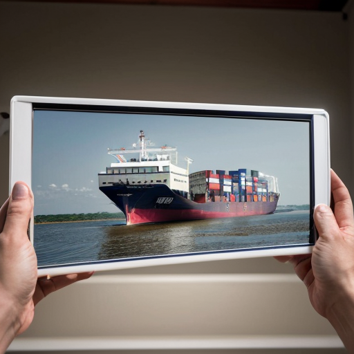 Create a realistic image of a container ship entering mobile bay. On each container is a rebel flag graphic from the civil war era.