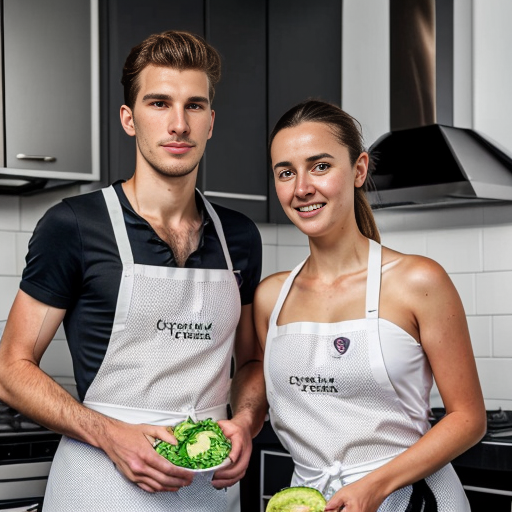 Goretzka and Vanessa at the kitchen 